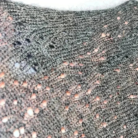 Eileen Fisher Cardigan petite, long length, open front, dark grey open stitch - Picture 7 of 7